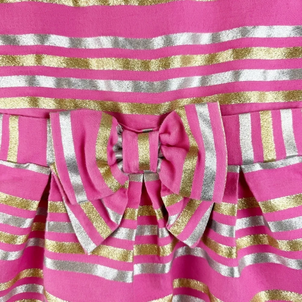 Dressed Up by Gymboree Family Brunch Girls Pink Metallic Shimmer Striped Dress
